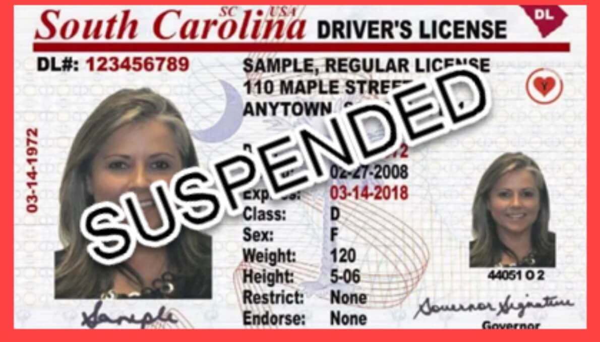 South Carolina Drivers License Suspended