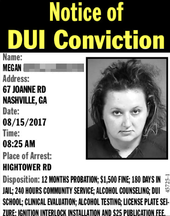 DUI Conviction Notice under OCGA 40-6-391
