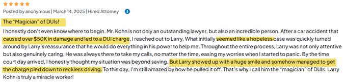 Another review of Mr. Kohn's legal guidance